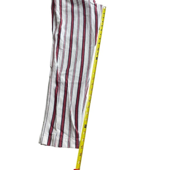 Zadig & Voltaire Womens M Red Pinstripe Ankle Trouser Button Fly Coastal Cowgirl - Picture 13 of 14